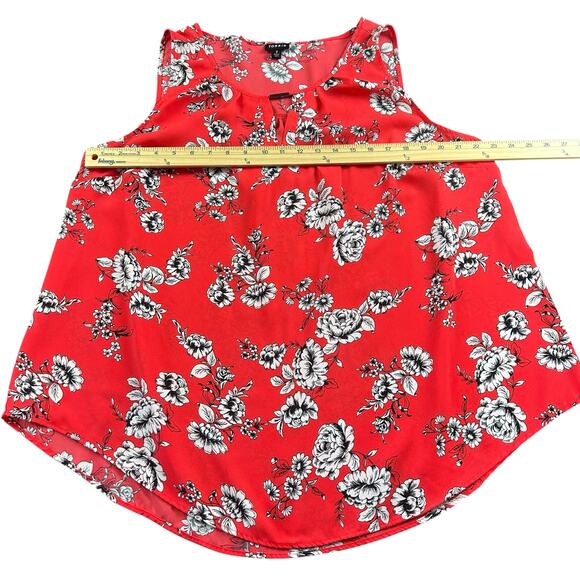 Torrid Georgette Keyhole Tank Size 2X (2) Reddish Orange Floral Keyhole High Low - Picture 9 of 11